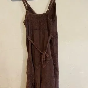brown dress with ruffles at the bottom Brown Long Sleeve Mini Dress Deep V Ruched A-Line Dress  ZINNTRA
